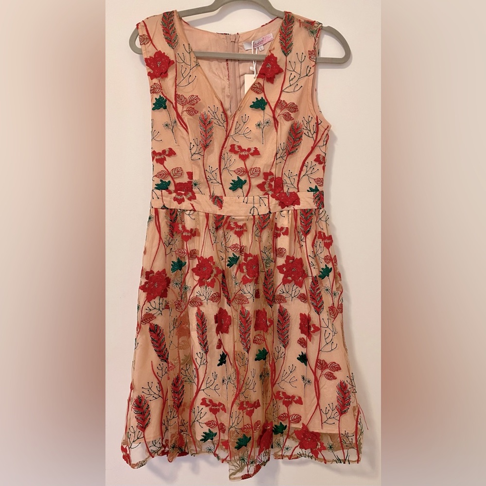 Festive embroidered party dress❤️